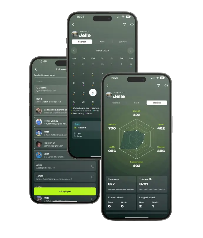 Three screenshots of the Soccer Improved app